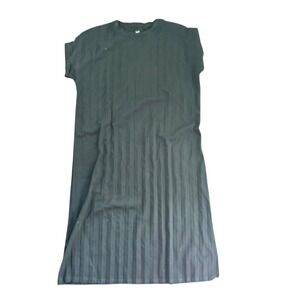 ELK Permanent Pleat Tunic Dress Black Short Sleeve Midi Womens Size US6